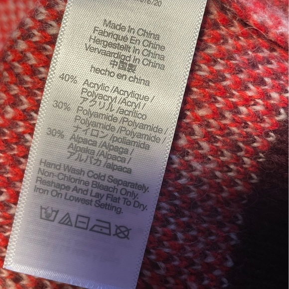 Madewell Fenimore Pull Over Alpaca Blend Sweater Red In Plaid  XS - Picture 8 of 12